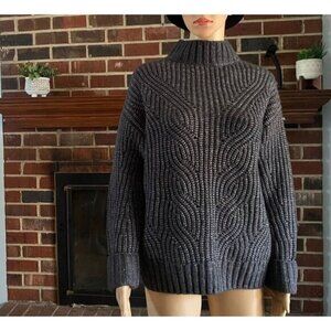 COLUMBIA Pine Street Mock Neck Wool Blend Heather Gray Sweater size XS Coat NEW